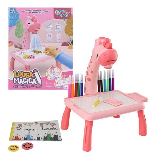 Imagem de Mesa Lousa Mágica Projetora Infantil Girafinha Meninas Desenho Educativa Brinquedo De Led