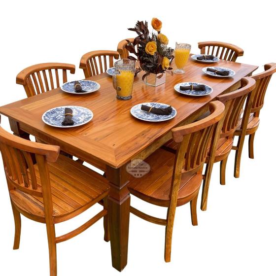 Imagem de Mesa Madeira de Demolição 2m x 90cm com 8 Cadeiras Leque Sudeste Rústico