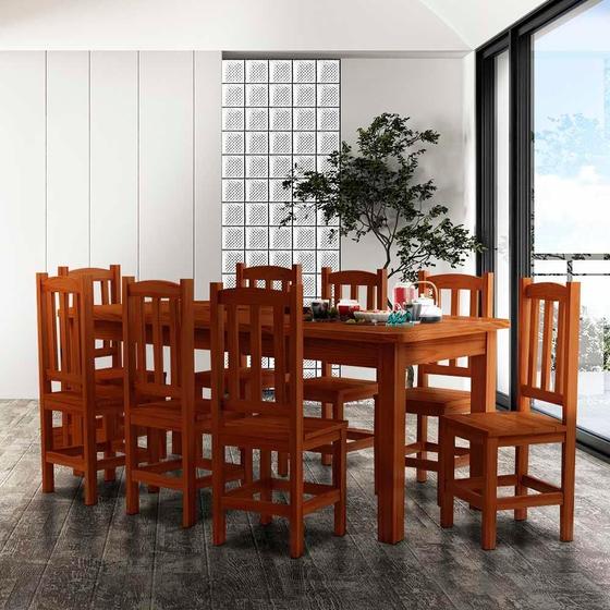 Imagem de Mesa Madeira Maciça MDP Com 8 Cadeiras 200 x 88 Castanho Serene Shop JM