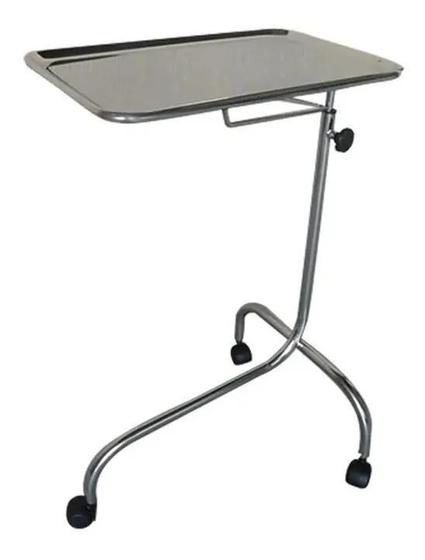Imagem de Mesa Mayo Auxiliar Hospitalar Aço Inox - Clínica - Rodízios