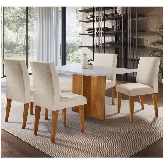 Imagem de Mesa Mdf Com 4 Cadeiras Grecia Creme, Off White e Imbuia