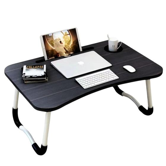 Imagem de Mesa Mesinha Apoio Cama Sofá Suporte Notebook Tablet Copo Refeição Homi Office Dobrável