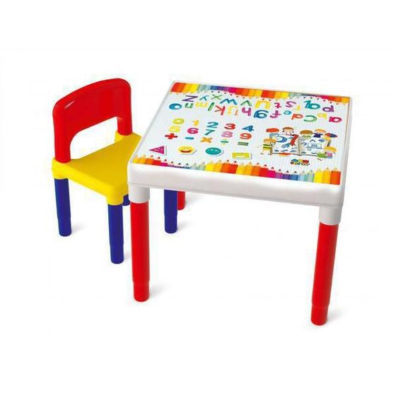 Imagem de Mesa Mesinha Didática Infantil Escolar c/ Cadeira Bell Toy 9068