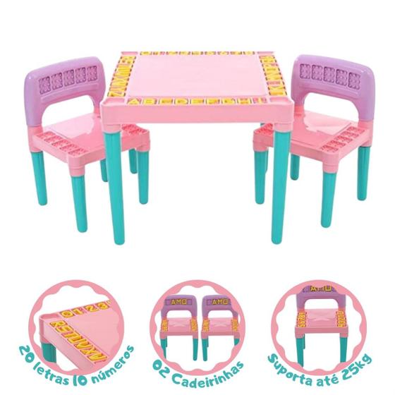 Imagem de Mesa Mesinha Infantil 2 Cadeiras Educativa