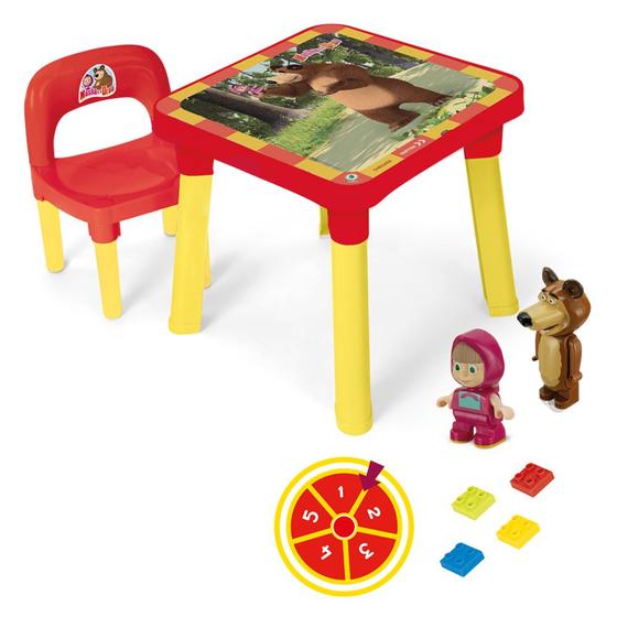 Imagem de Mesa Mesinha Infantil de Desenhar com Cadeira - Masha e o Urso