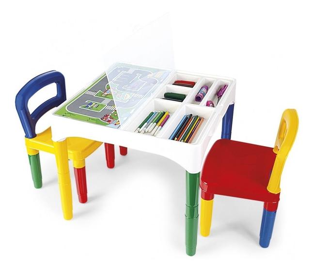 Imagem de Mesa Mesinha Infantil Didática Com 2 Cadeiras Poliplac