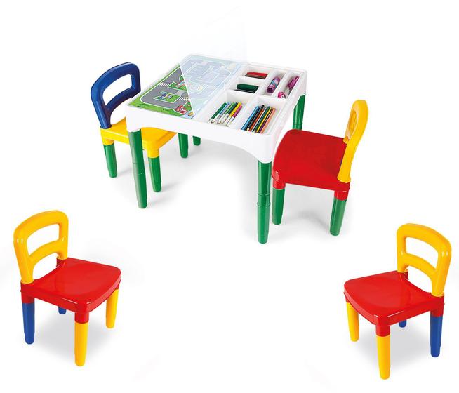 Imagem de Mesa Mesinha Infantil Didática Com 4 Cadeiras Poliplac