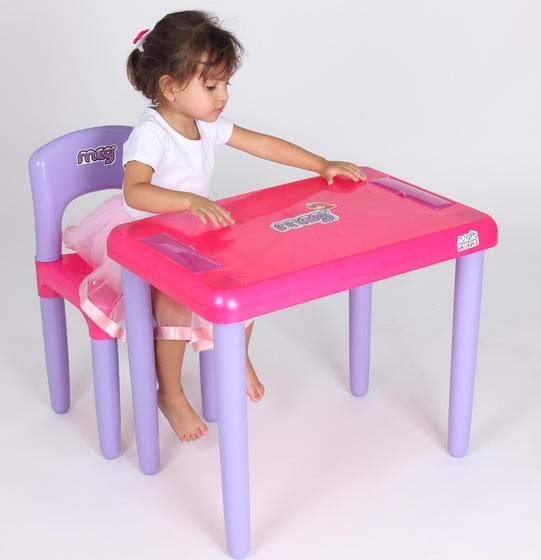 Imagem de Mesa Mesinha Infatil Criança Menina Rosa Com Cadeira 