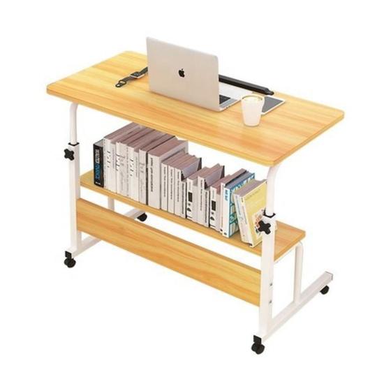 Mesa mesinha para notebook home office estudo 2 prateleira e rodinhas marfim Menor preço em Mesa mesinha para notebook home office estudo 2 prateleira e rodinhas marfim