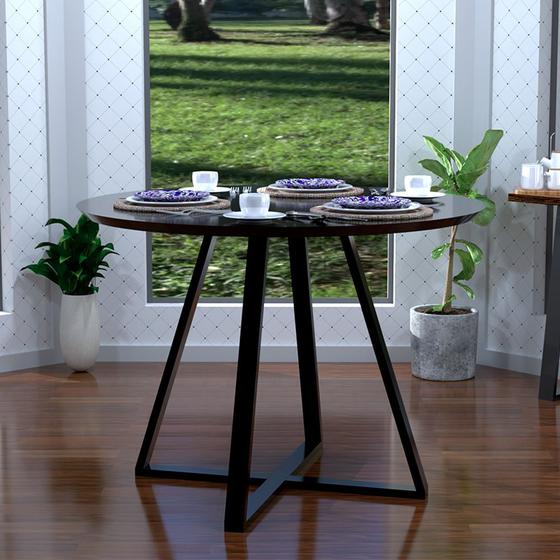 Imagem de Mesa Modelo Industrial Jantar Laís 110 Cm com Pés de Ferro Preto