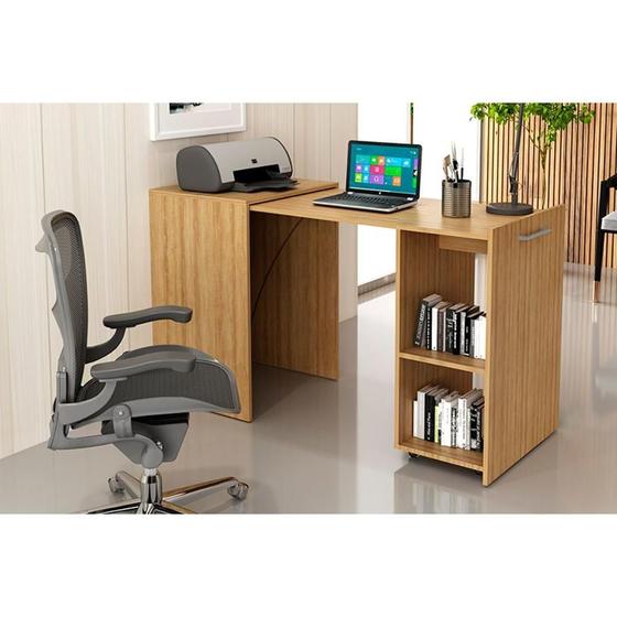 Imagem de Mesa Multiuso Casal Retrátil ME4170 c/ 2 Nichos Amêndoa - Tecno Mobili