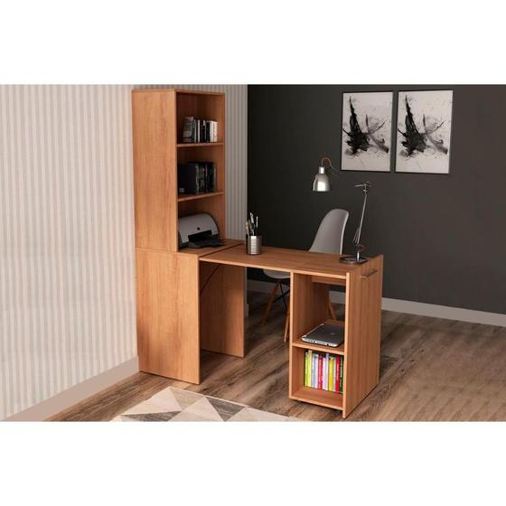 Imagem de Mesa Multiuso Casal Retrátil ME4171 c/ 5 Nichos Amêndoa - Tecno Mobili