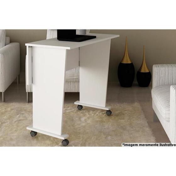 Imagem de Mesa Multiuso Escritório Dobrável ME4117 c/ Rodízios Branco - Tecno Mobili