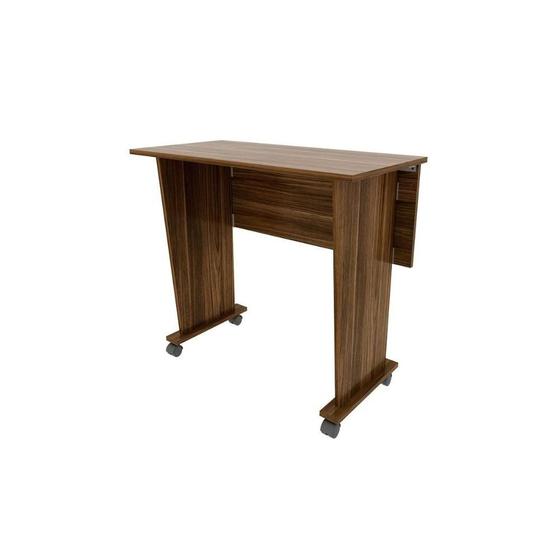Imagem de Mesa Multiuso Escritório Dobrável ME4117 c/ Rodízios Nogal - Tecno Mobili