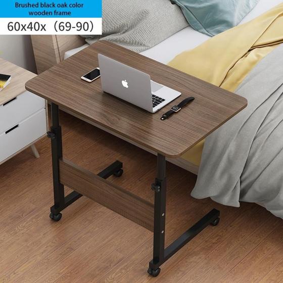 Imagem de Mesa multiuso notebook ajustavel cafe sofa cama com rodas computador home office computador marrom