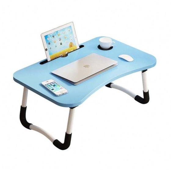 Imagem de Mesa Notebook Dobrável com Porta Copo Apoio cama Sofá multiuso home office Estudo refeição compacta