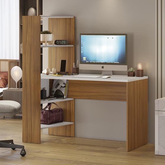 Imagem de Mesa Office Escrivaninha com Torre e Prateleiras Nt 2105