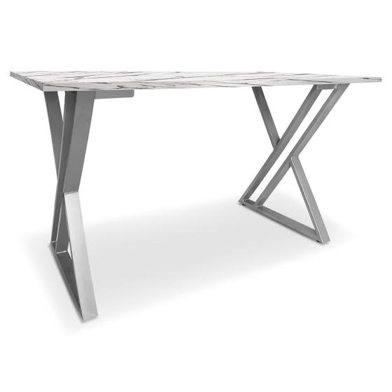 Imagem de Mesa P/ Escritório Jantar Gamer Tampo 1,00x0,60 Qatar  Prata/Vulcano