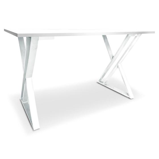 Imagem de Mesa P/ Escritório Jantar Gamer Tampo 1,20x0,60 Qatar Branco/Branco