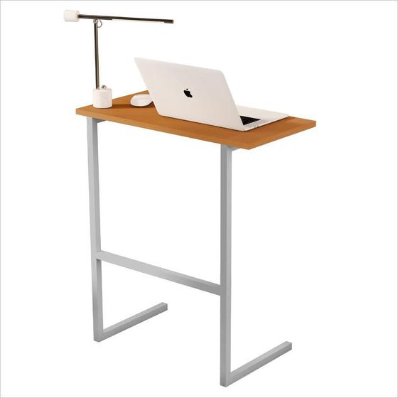 Imagem de Mesa P/Notebook Thor MDP Nature Pés Ferro Cinza Sal Movelaria