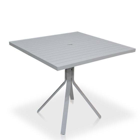 Imagem de Mesa Para Área Externa, Gourmet, Jardim Com Tampo Em Alumínio Ripado