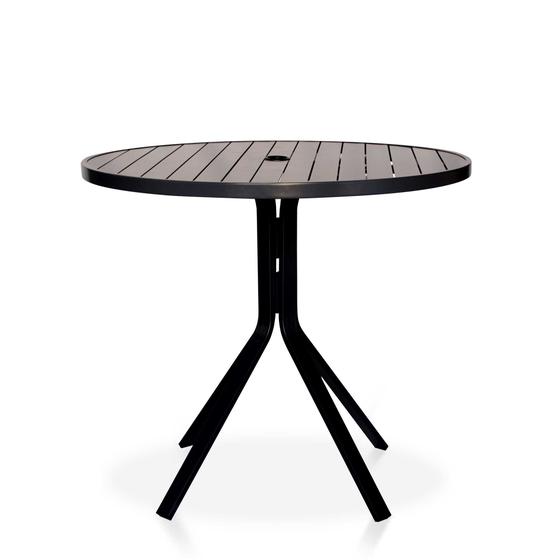 Imagem de Mesa Para Área Externa, Gourmet, Jardim Com Tampo Em Alumínio Ripado - Preto