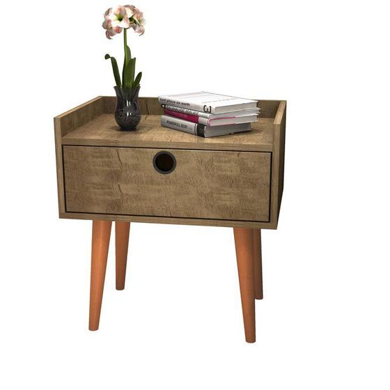 Imagem de Mesa para Cabeceira com 1 Gaveta e 4 pés Retrô Mobi  50x55cm