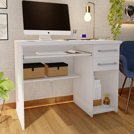 Imagem de Mesa Para Computador 2 Gavetas 100% Mdf 9665 Branco - Foscarini