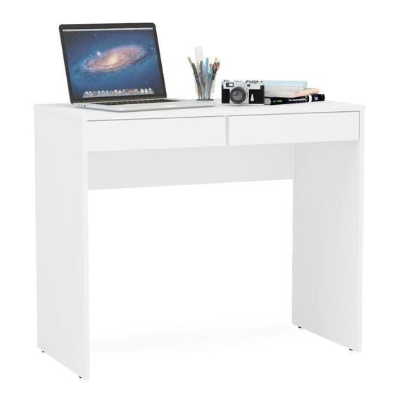 Mesa Para Computador Escrivaninha 2 Gavetas Tijuca Branco - Politorno Menor preço em Mesa Para Computador Escrivaninha 2 Gavetas Tijuca Branco - Politorno