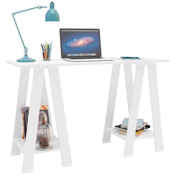 Mesa Para Computador Escrivaninha Cavalete Delta Branco - Politorno Menor preço em Mesa Para Computador Escrivaninha Cavalete Delta Branco - Politorno