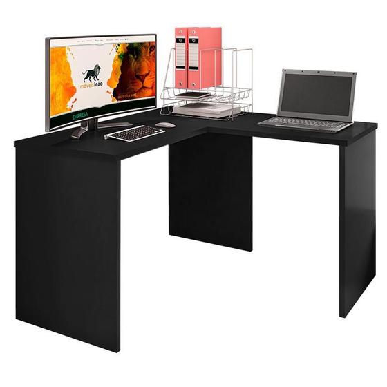 Mesa para Computador Escrivaninha Gávea em L Preto - PR Móveis Menor preço em Mesa para Computador Escrivaninha Gávea em L Preto - PR Móveis