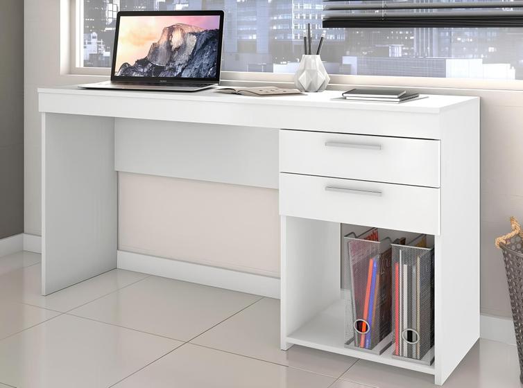 Mesa Para Computador Escrivaninha Home Office Estudos 2 Gavetas 1 Nicho Escritório Quarto Branca - Notável Imagem de Mesa Para Computador Escrivaninha Home Office Estudos 2 Gavetas 1 Nicho Escritório Quarto Branca