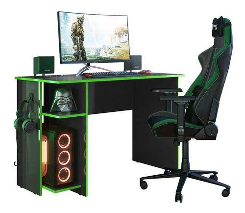 Imagem de Mesa Para Computador Gamer 2 Prateleiras Suporte P/ Headset