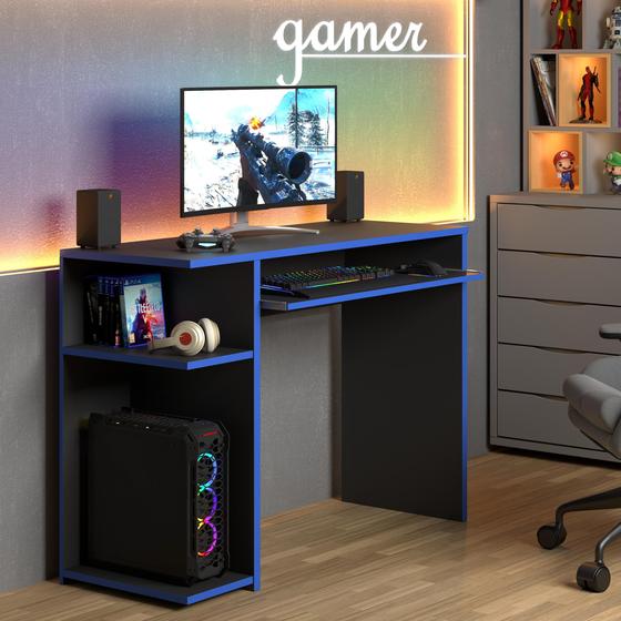 Mesa Para Computador Gamer Com 2 Prateleiras - JM3 MÓVEIS Menor preço em Mesa Para Computador Gamer Com 2 Prateleiras - JM3 MÓVEIS