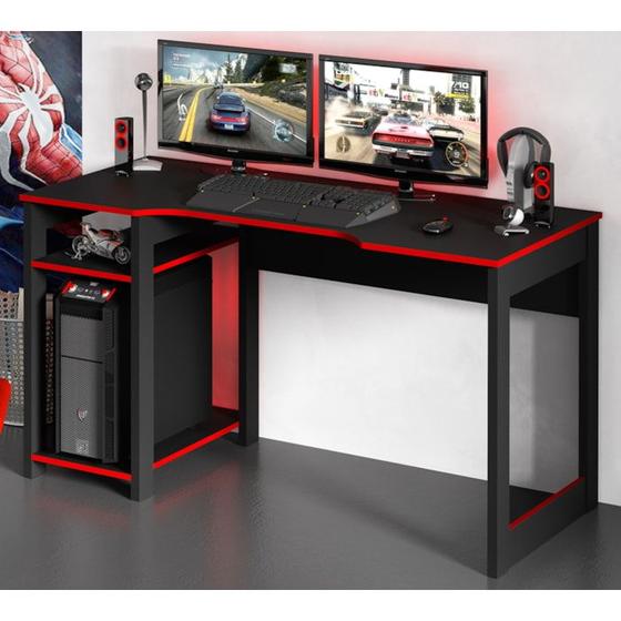 Imagem de Mesa Para Computador Gamer ME4152 Preto Vermelho Tecno Mobili