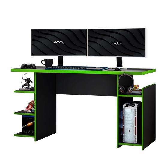 Imagem de Mesa para Computador / Gamer MX Verde com 5 Prateleiras e Gancho para HeadSet - MOOBX
