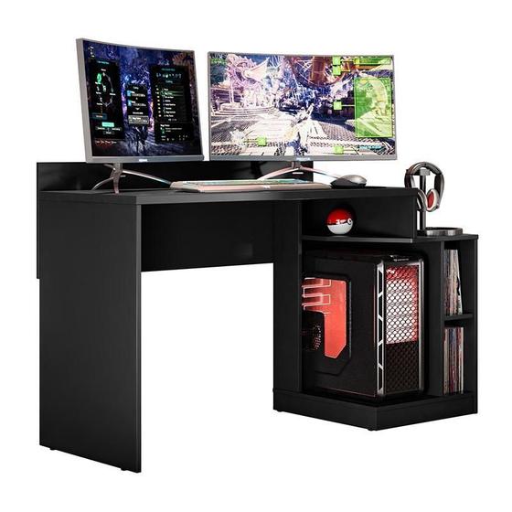 Mesa para Computador Gamer Play Preto - PR Móveis Imagem de Mesa para Computador Gamer Play Preto - PR Móveis