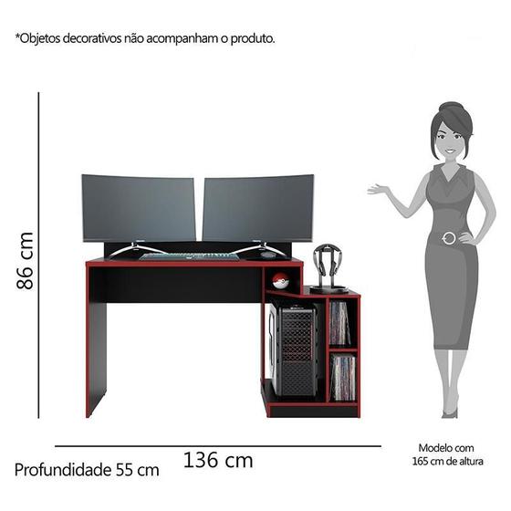 Imagem de Mesa para Computador Gamer Play Preto/Vermelho - PR Móveis