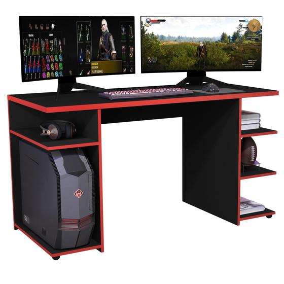 Mesa Para Computador Gamer XP 1000 Preto/Vermelho Giga Movéis Menor preço em Mesa Para Computador Gamer XP 1000 Preto/Vermelho Giga Movéis