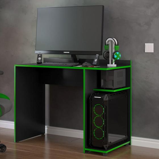 Imagem de Mesa para computador Gamer XP - Preto com Verde - RPM Móveis