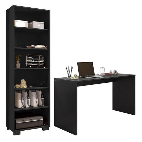 Imagem de Mesa para Computador Gávea e Livreiro Office Preto Trama - Móveis Leão