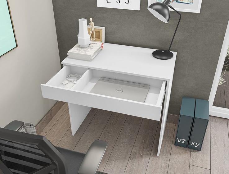 Imagem de Mesa Para Computador/ Notebook C/ Gaveta Alexa Branco - AJL Móveis