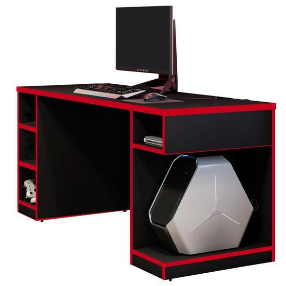 Mesa Para Computador Notebook PC Gamer Destiny Preto Vermelho - Lyam Decor Menor preço em Mesa Para Computador Notebook PC Gamer Destiny Preto Vermelho - Lyam Decor