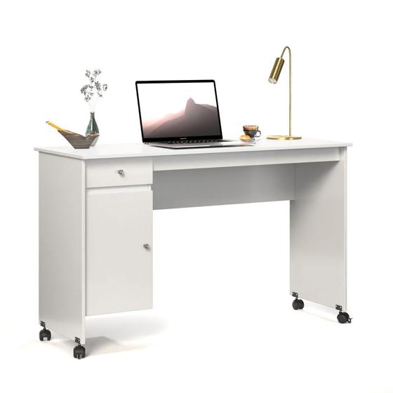 Mesa para Computador Quarto ou Escritório Bella 1 Gaveta e 1 Porta Branco - Móvebrinque Menor preço em Mesa para Computador Quarto ou Escritório Bella 1 Gaveta e 1 Porta Branco - Móvebrinque