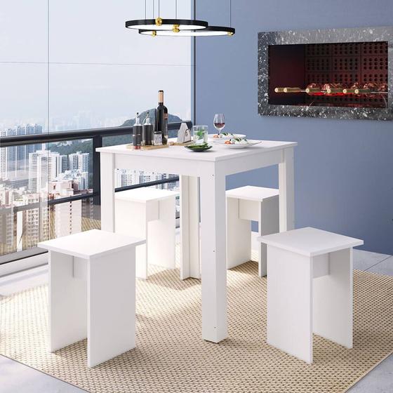 Imagem de Mesa para Cozinha Quadrada Branca Lilies Móveis