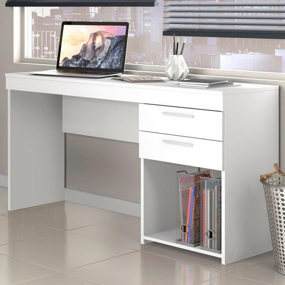 Mesa Para Escritório 2 Gavetas 1 Nicho Escrivaninha Notável Branco Menor preço em Mesa Para Escritório 2 Gavetas 1 Nicho Escrivaninha Notável Branco
