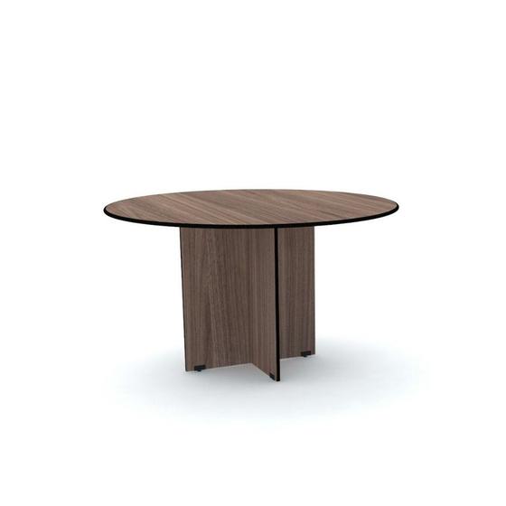 Mesa para Escritorio de Reuniao Redonda Maxxi Pandin Walnut e Preto 1.10 M Menor preço em Mesa para Escritorio de Reuniao Redonda Maxxi Pandin Walnut e Preto 1.10 M