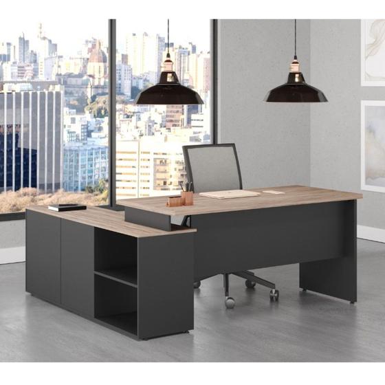 Imagem de Mesa para Escritório Diretor em L 170x150cm com Armário 1 Porta 1 Gaveta e 1 Pasta Suspensa Espresso Móveis