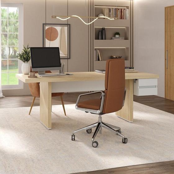 Imagem de Mesa para Escritório e Reunião 2 Metros com 2 Gavetas em Tamburato Executiva