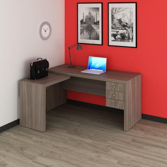 Imagem de Mesa para Escritório em L com 3 Gavetas Me4106